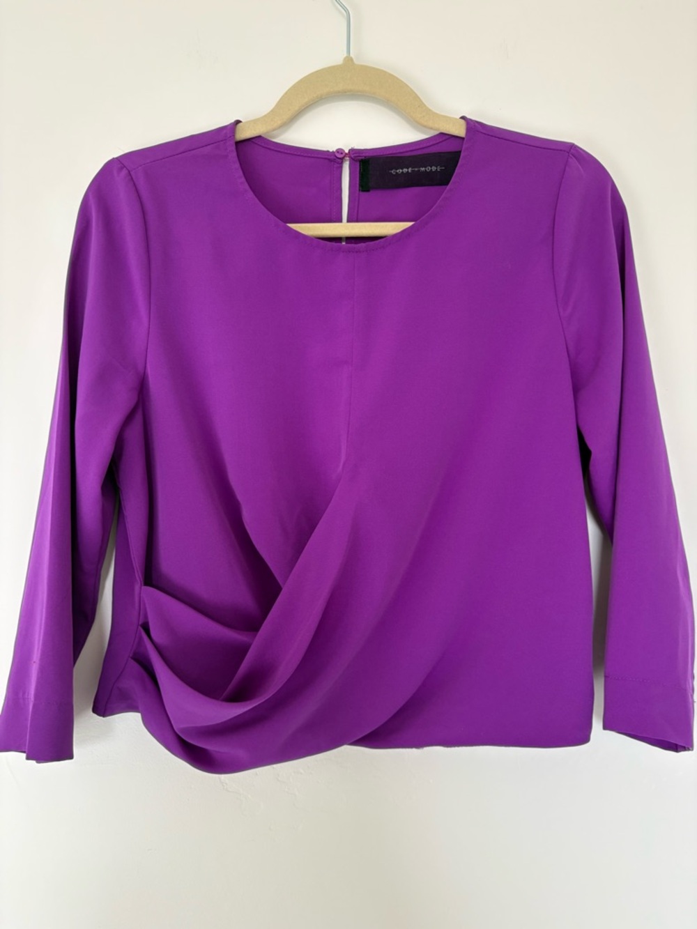 Code Mode small Purple Draped Front Long-Sleeve Women's Top blouse